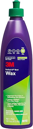 3M Perfect-It Boat Wax, 36112, 1 Pint, Contains Carnauba Wax, Protects against Weather and Oxidation, For Boats and RVs