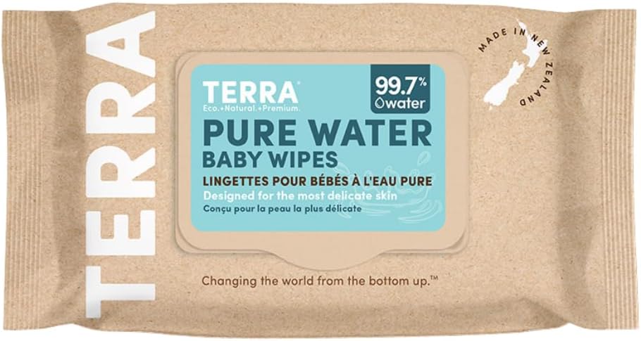 Bamboo Baby Wipes: Pure Water Wipes, 99.7% Pure New Zealand Water, 100% Biodegradable Bamboo Fiber, 0% Plastic, Unscented Baby Wipes for Sensitive Skin, 1 Pack of 70 Wipes