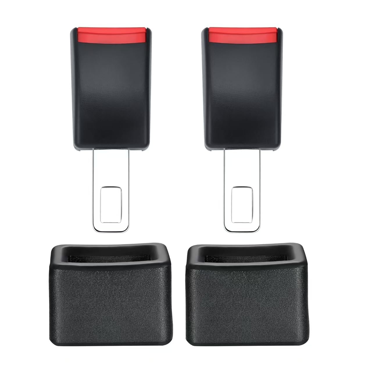 Belt Buckle Booster and Extender Set (Black - 4 Pack), Makes Receptacle Stand Upright for No-Hassle Buckling