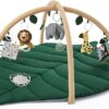 Blissful Diary Baby Play Gym & Activity Mat, Oversize Leaf Shaped Tummy Time Baby Play Mat w 6 Detachable Toys Promotes Motor Skills & Sensory Development, Newborn Infant...