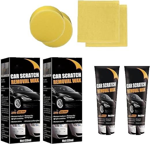 Car Scratch Repair Paste Upgraded Car Scratch Repair Paste Polishing Wax,120ml Car Scratch Remover,Car Paint Scratch Repair Wax, Car Cleaning Kit with Wipe & Sponge, for Slight...