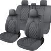 CAROMOP Luxury PU Leather Car Seat Covers Full Set-Waterproof Seat Protectors with Split Bench Seat Covers for Cars-Universal Cars Interior Covers for Sedans, SUVs, Pick-up...