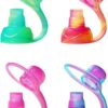 ChooMee SoftSip Food Pouch Top | Baby Led Weaning | No Spill Flow Control Valve, Protects Childs Mouth, 100% Silicone, BPA Free | Swirl Colors, 4 CT