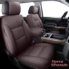 Coverado Chevy Silverado Seat Covers, Leather Car Seat Covers Custom Fit for Chevy Silverado GMC Sierra 2014-2018 1500, 2015-2019 2500HD 3500HD (Full Set, Brown)