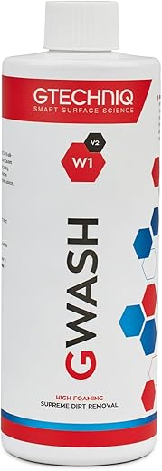 Gtechniq - W1 GWash - High Foam Content, Maximum Gloss Retention, Tough On Dirt and Grime, High Slickness Lubrication - Breaks Down Residue, Works Great in Foam Cannons (500...