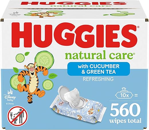 Huggies Natural Care Refreshing Baby Wipes, Hypoallergenic, Scented, 10 Flip-Top Packs (560 Wipes Total), Packaging May Vary