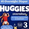 Huggies Size 3 Overnites Baby Diapers: Overnight Diapers, Size 3 (16-28 lbs), 132 Ct (2 Packs of 66)