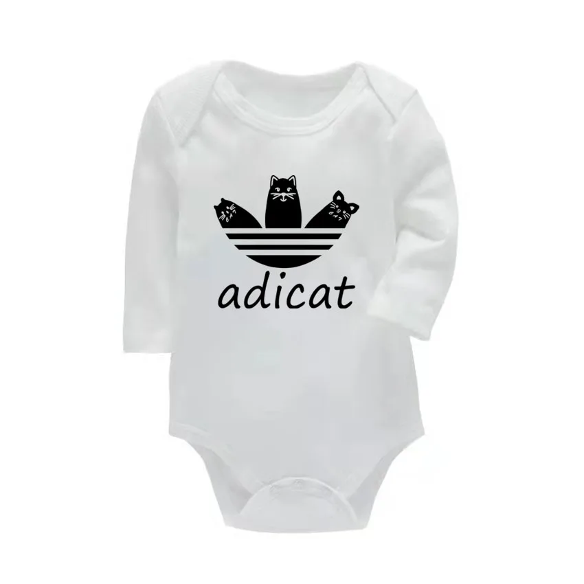 Fashion Baby Romper Newborn Baby Boys Girls Clothes Funny Adicat Cartoon Print Infant Baby Jumpsuit Cute Casual Baby Bodysuit