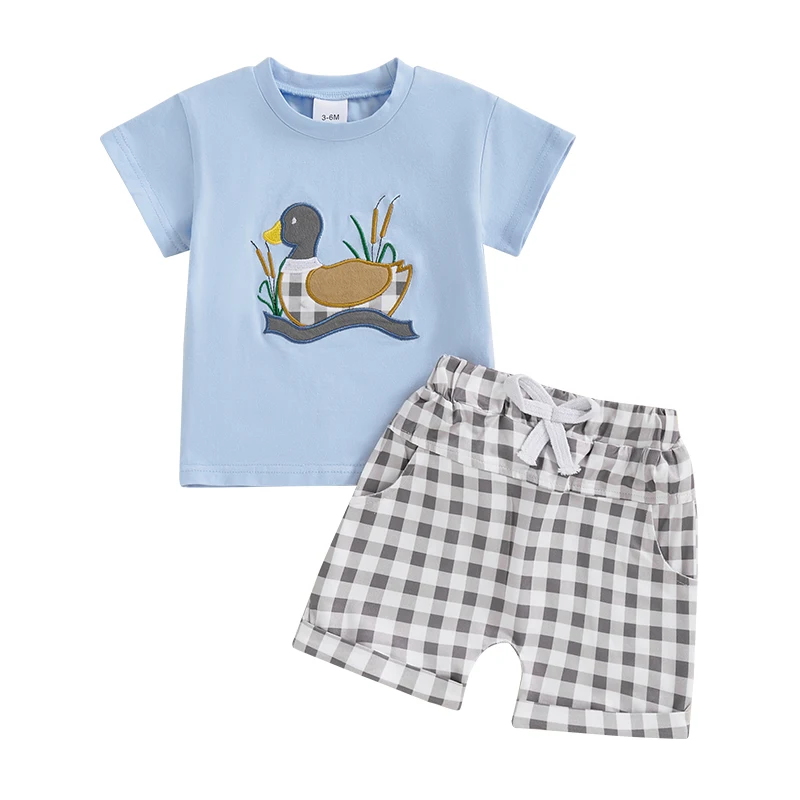 Toddler Boy Hunting Outfit Mallard Duck Short Sleeve Crewneck T-Shirt Top Shorts Set Infant Summer Clothes