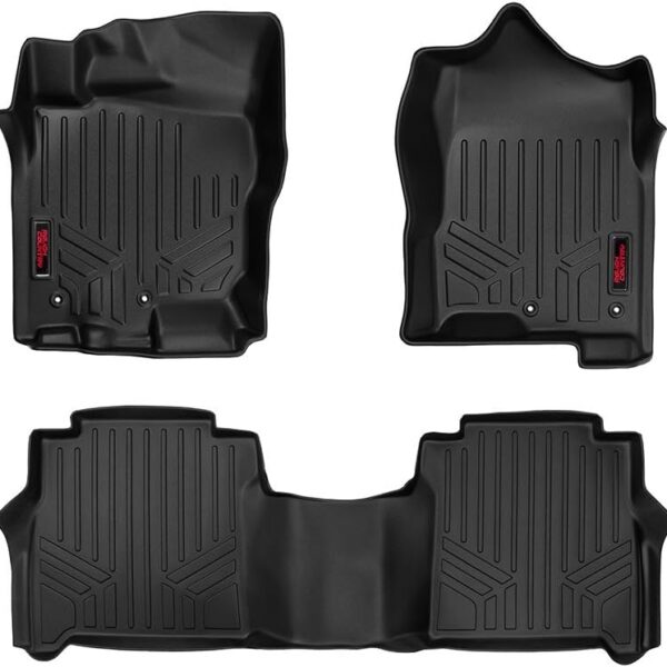 Rough Country All Weather Floor Mats for Nissan Titan Crew Cab (2017-2024) & Titan XD (2016-2024) - Non-Slip Waterproof Flexible Floor Mat, Front & Rear Set