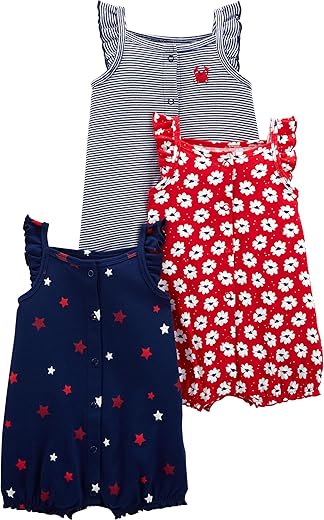 Simple Joys by Carter's baby-girls 3-pack Snap-up Rompers