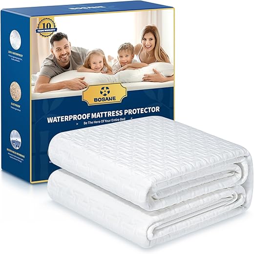 100% Waterproof Queen Mattress Protector Breathable Cooling 3D Air Fabric Mattress Cover Smooth Soft Hypoallergenic Noiseless Bed Cover Machine Washable Vinyl Free, 8-21'' Deep...