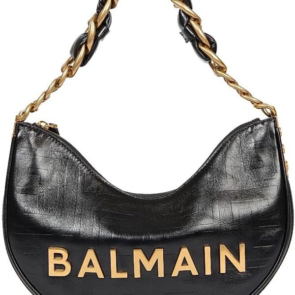 Amazon.com: Balmain, 1945 Soft Moon Crinkled Leather Shoulder Bag, Noir : Luxury Stores