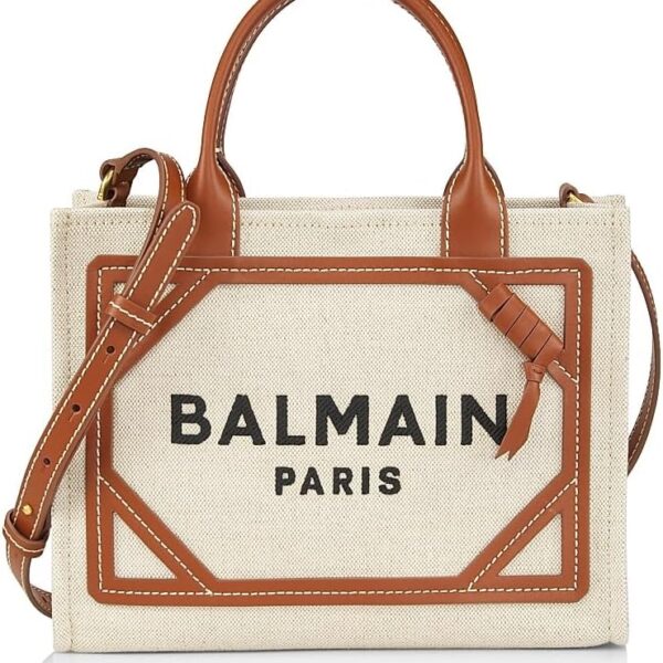 Amazon.com: Balmain, B-Army Canvas Logo Shopper Tote Bag, Gem Nature : Luxury Stores