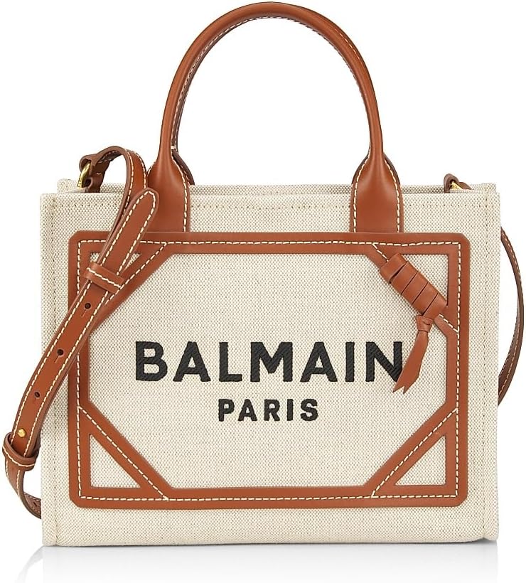 Amazon.com: Balmain, B-Army Canvas Logo Shopper Tote Bag, Gem Nature : Luxury Stores