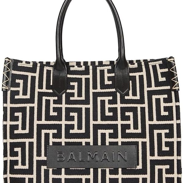 Amazon.com: Balmain, B-Army Monogram Jacquard 36 Shopper Tote Bag, Ivory Noir : Luxury Stores