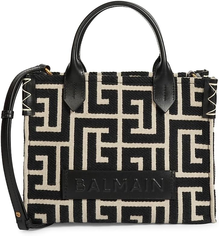 Amazon.com: Balmain, B-Army Small Monogram Jacquard Tote Bag, Ivory Noir : Luxury Stores