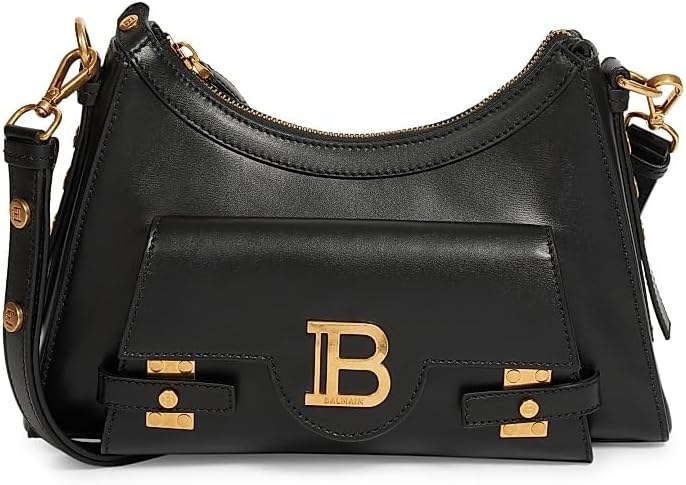 Amazon.com: Balmain, B-Buzz Leather Hobo Bag, Noir : Luxury Stores