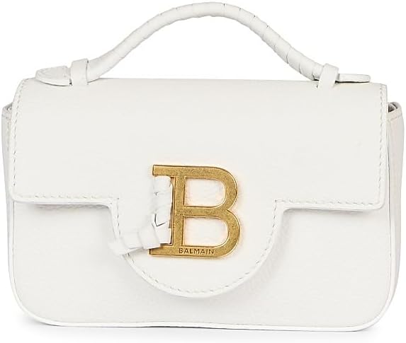 Amazon.com: Balmain, Mini B-Buzz Grained Leather Top Handle Bag, Blanc : Luxury Stores
