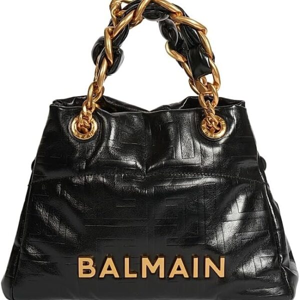 Amazon.com: Balmain, Soft Cabas Monogram Leather Tote Bag, Noir : Luxury Stores