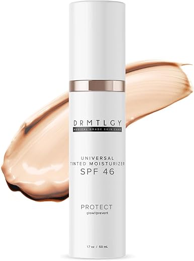 DRMTLGY Anti-Aging Tinted Moisturizer SPF 46 – Sheer Face Sunscreen & Lightweight Makeup with Broad Spectrum UV Protection – Hydrating Skin Care & Face Moisturizer – FSA HSA...