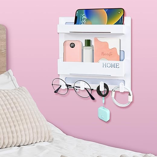 Floating Shelves for Bedside Shelf Accessories Organizer, Wall Mount Self Stick On, Cute Room Decor Aesthetic, Girls Room Decor, Cool Stuff For Bedroom Storage And Organization,...