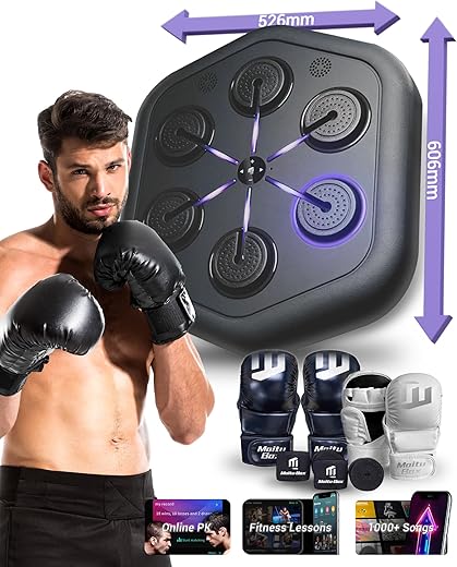 Music Boxing Machine M4, Smart Music Punching Machine with Custom Running Lights, Stereo Sound and APP Control, Wall Mount Boxing Machine for Adults - Home Office Gym Workout...