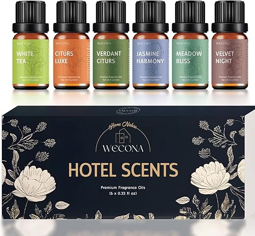 Premium Hotel Fragrance Oil Collection for Diffusers, Essential Oils for Diffusers for Home, Hotel Diffuser Fragrance Oils,Spa & Candle Making, White Tea, Citrus Luxe, Velvet...
