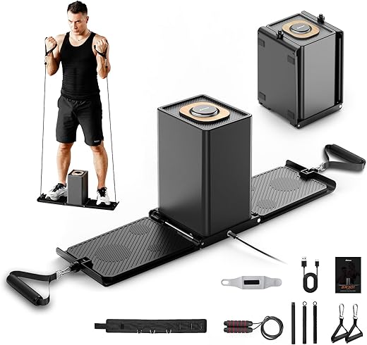 SR3 Pro Smart Home Gym Equipment，Portable Multi-Level Resistance Adjustable Fitness Cable Machine with Ambient Light ， All in One Full Body Strength Training Machine for Home...