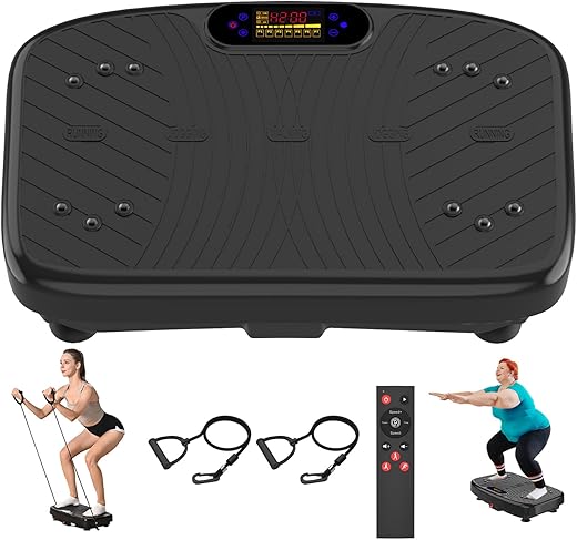 Vibration Plate Exercise Machine, Vibration Plate Platform for Lymphatic Drainage, 200 Adjustable Speeds Power Shaping Vibrating Plate Helps Weight Loss, Shaping, Max Weight 450...